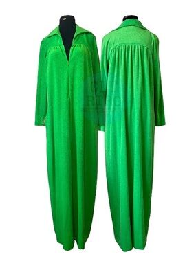 vtg French Terry NEON LIME Housecoat w Pockets